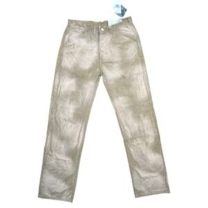 MNML V648 Repaired Corduroy Denim Tan Distressed Straight Leg Pants Mens Size 30